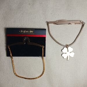 2 Vntg Tie Chains, Mens Claybrooke & 4 Leaf Clover